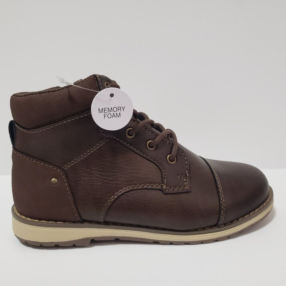 Sonoma Boys Boots Brown Joshuaa Size 3 Memory Foam Easy Zip Zipper Laces